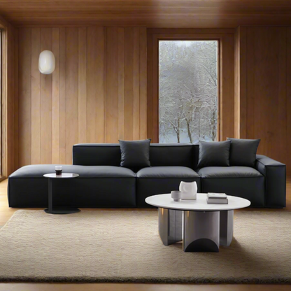 Living room natural leather lounge sofa