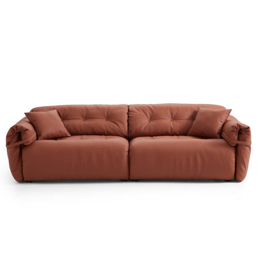 4-Seater Reddish Brown Genuine Leather Modular Cozy Sofa