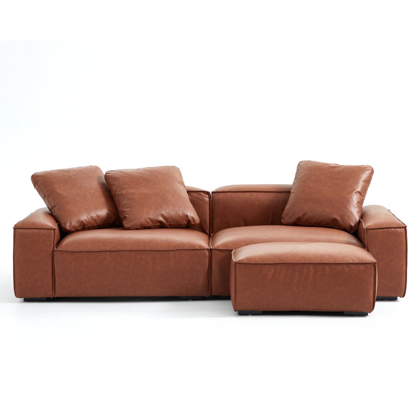 Modular Living Room Tech Leather Upholstery Sofa with Ottoman