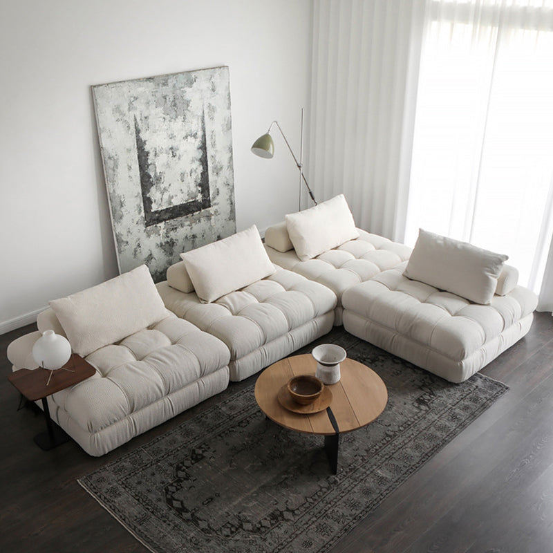 Modular White Chenille Velvet Corner Armless Sofa