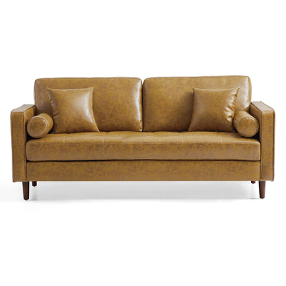 Genuine leather tan 2 seater loveseat sofa