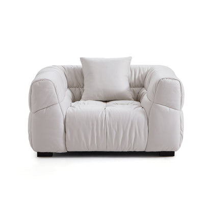 Modern hi-tech fabric white leathaire single sofa