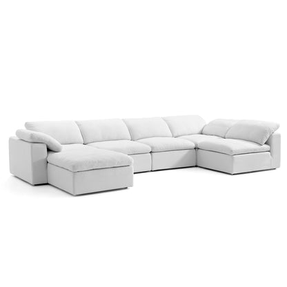 Wide Cushion cloud L-Shape Sectional Sofa with Ottoman