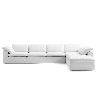 Wide Cushion cloud L-Shape Sectional Sofa with Ottoman