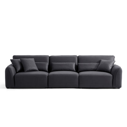 Living room feather black leathaire modern low arm sofa