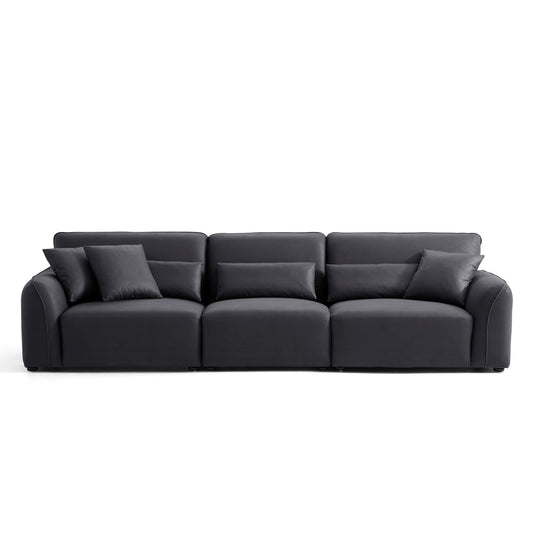 Living room feather black leathaire modern low arm sofa