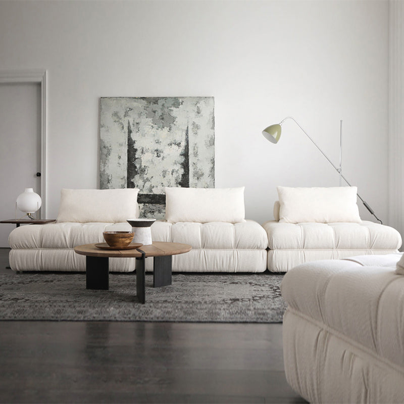 Modular White Chenille Velvet Corner Armless Sofa