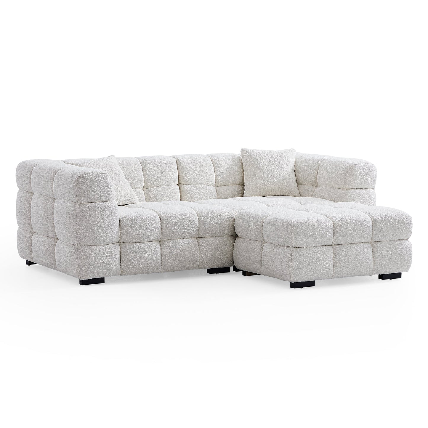 Modern Living Room Leisure Modular Sofa Boucle Fabric Couch with Ottoman