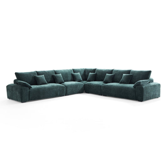 Lifestyle living room chenille soft comfortable corner sofa