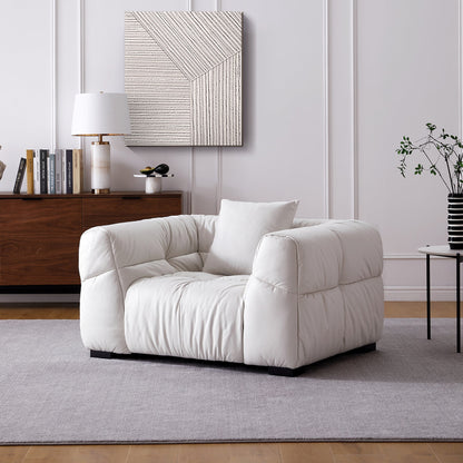 Modern hi-tech fabric white leathaire single sofa