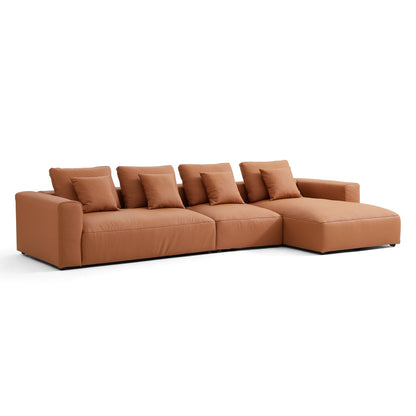 Contemporary Furniture L Shape Top Grain Genuine Leather Sofa