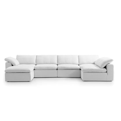 Wide Cushion cloud L-Shape Sectional Sofa with Ottoman