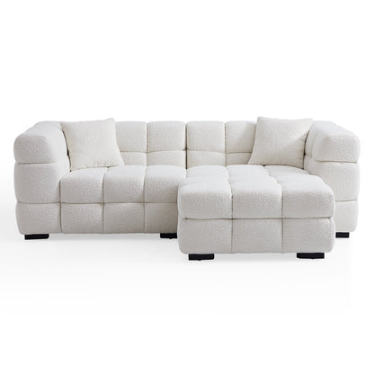 Modern Living Room Leisure Modular Sofa Boucle Fabric Couch with Ottoman