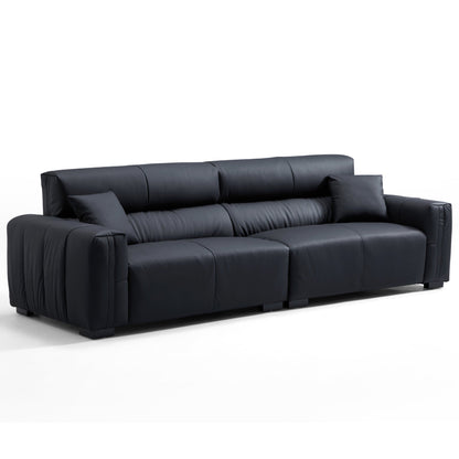 3 seater black genuine leather modular sofa