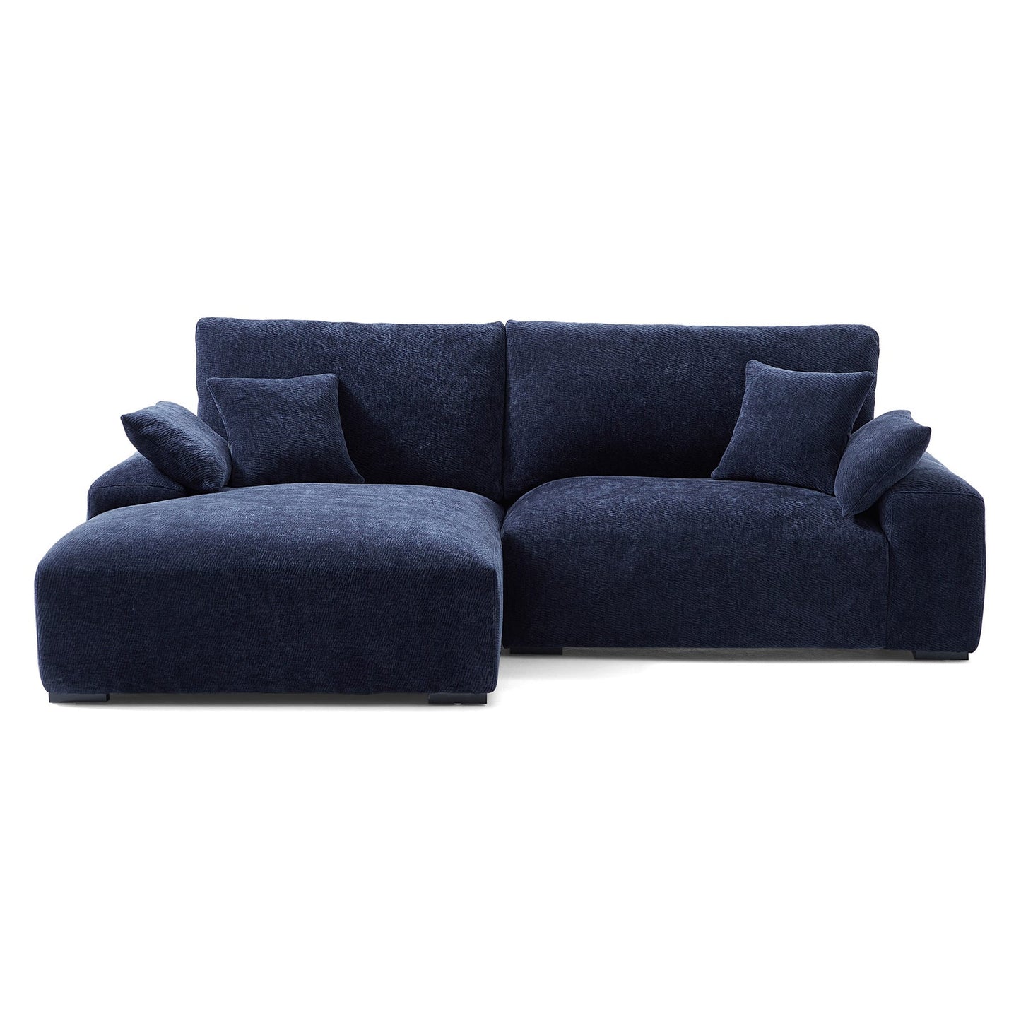 Living room blue chenille velvet cloud L shape sectional sofas