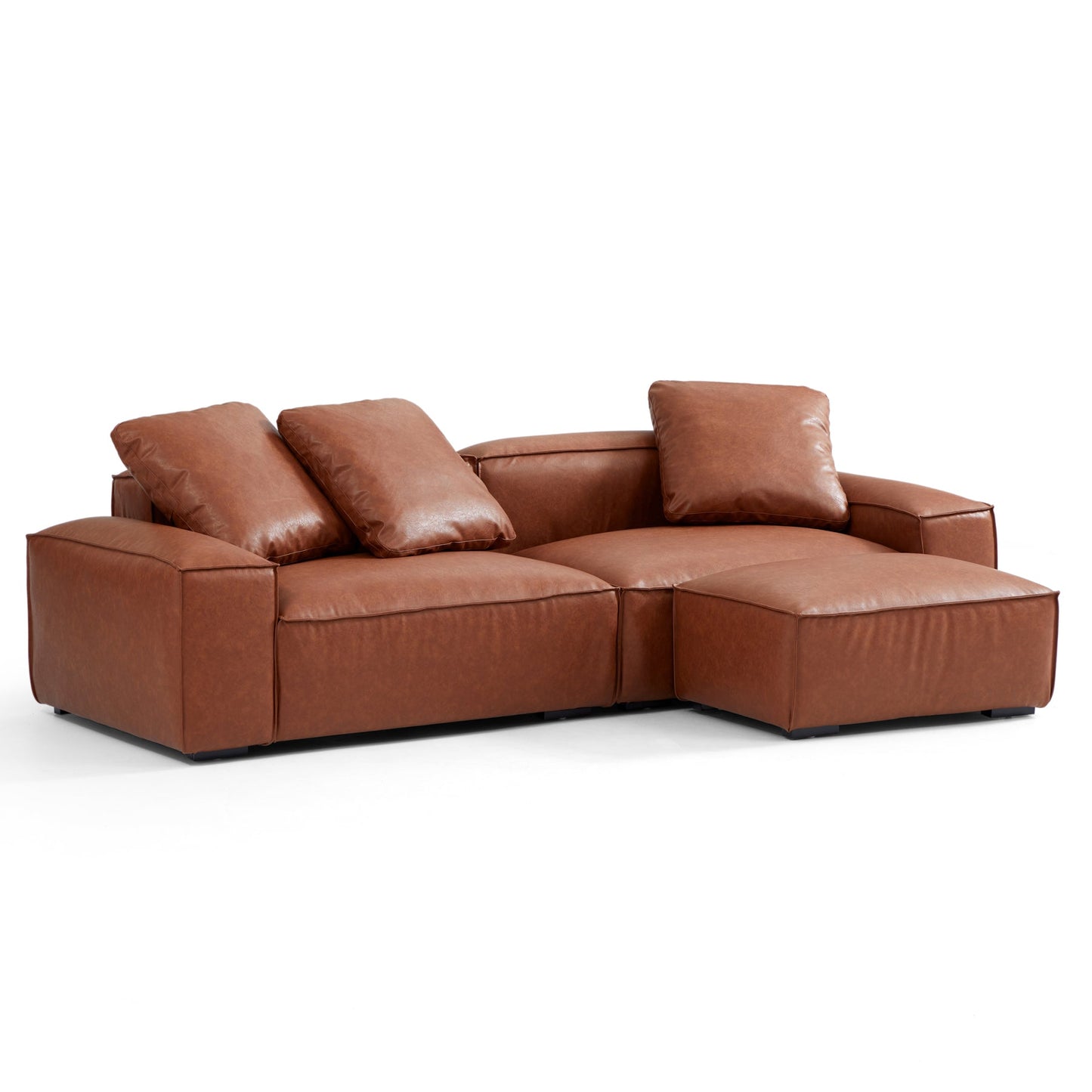 Modular Living Room Tech Leather Upholstery Sofa with Ottoman