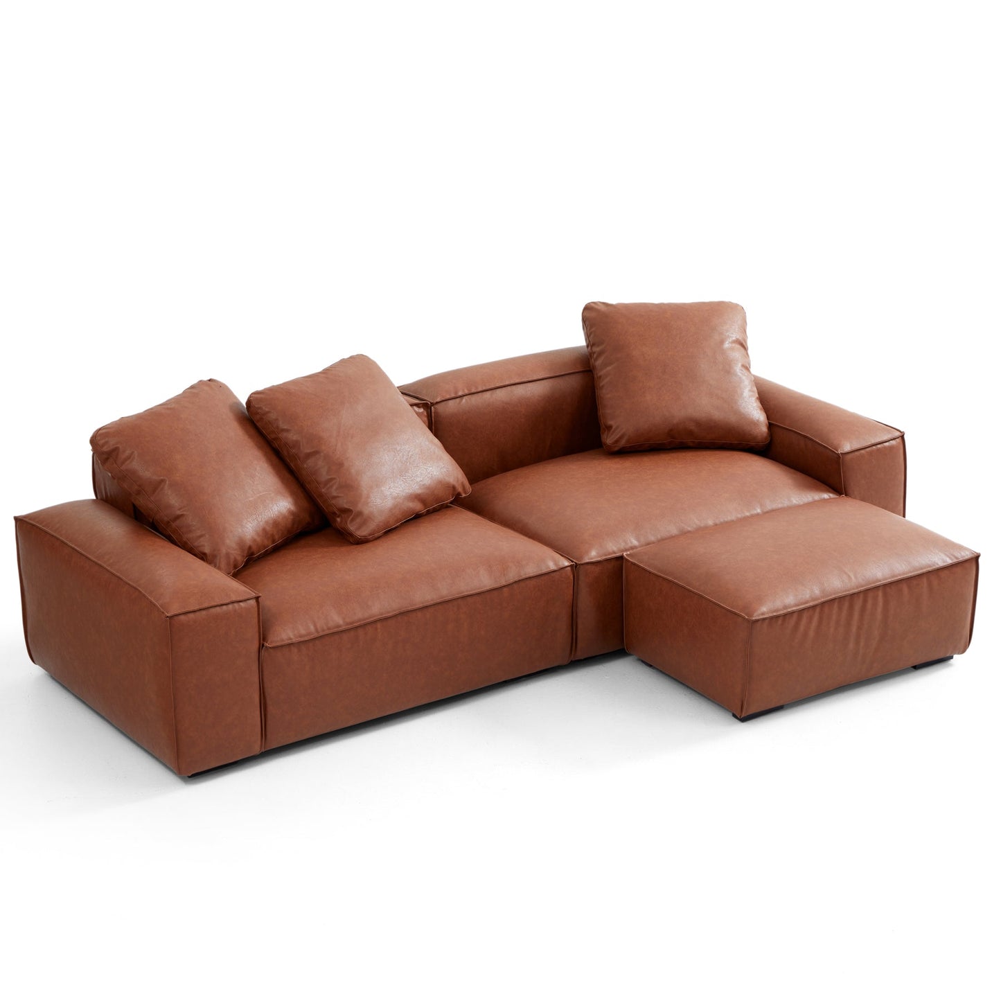 Modular Living Room Tech Leather Upholstery Sofa with Ottoman