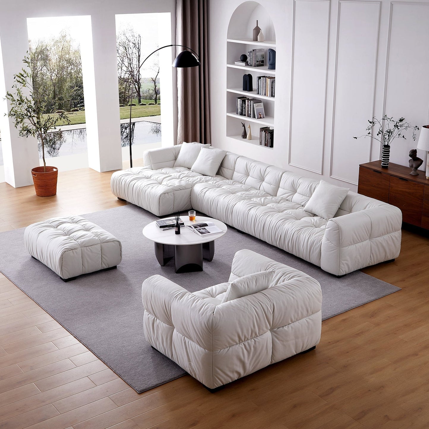 Modern living room hi tech fabric 3 pieces sofa set