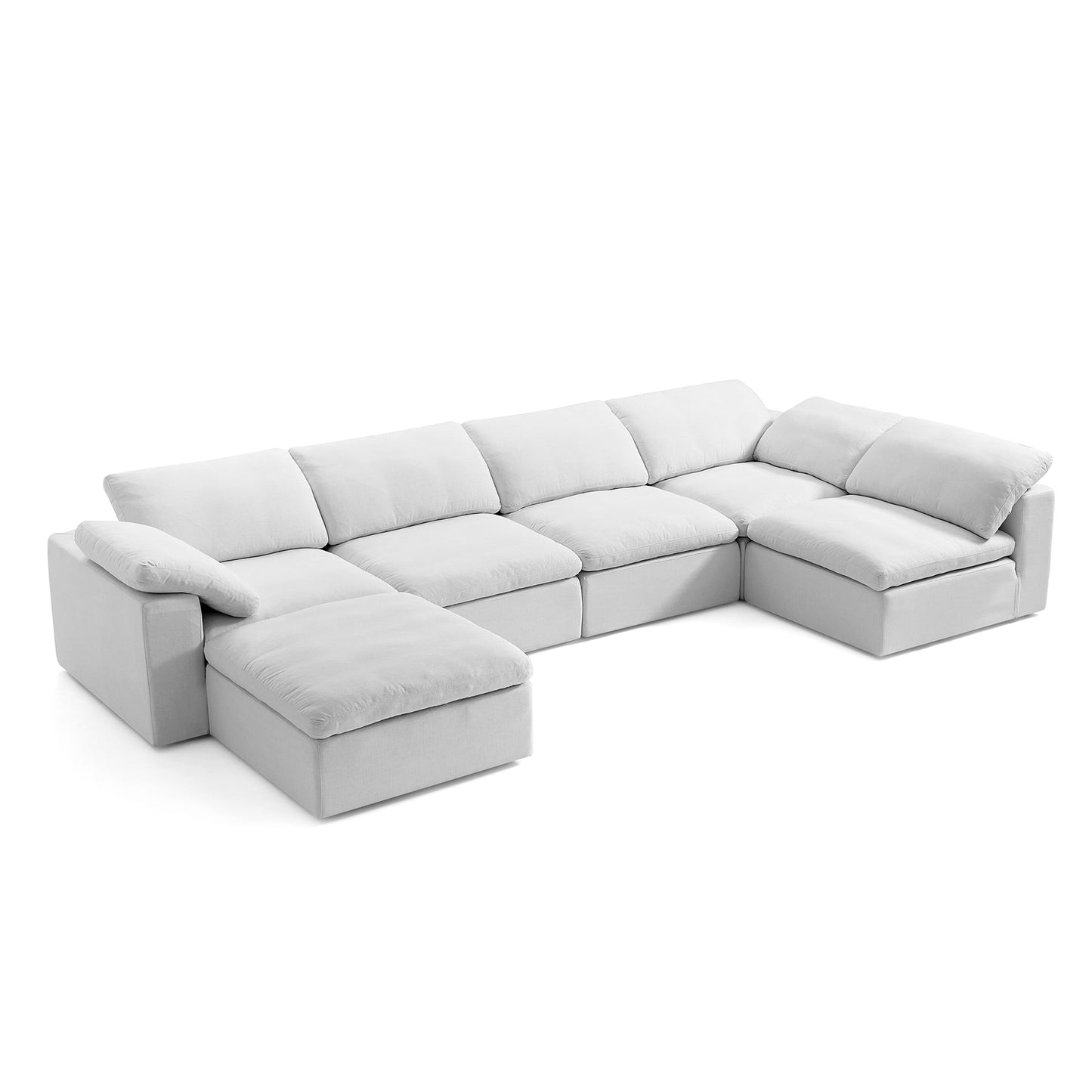 Wide Cushion cloud L-Shape Sectional Sofa with Ottoman