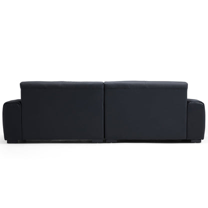 3 seater black genuine leather modular sofa