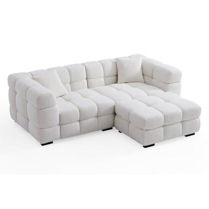 Modern Living Room Leisure Modular Sofa Boucle Fabric Couch with Ottoman