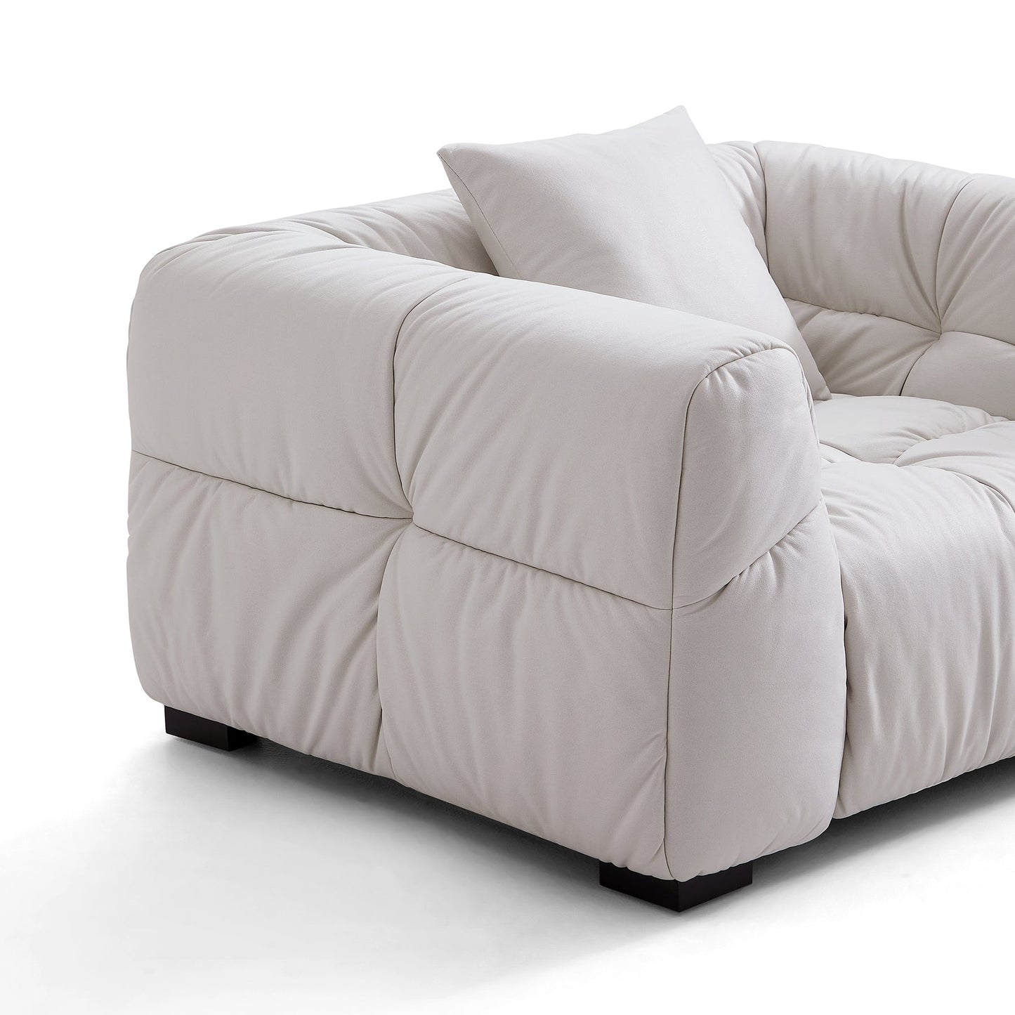 Modern hi-tech fabric white leathaire single sofa