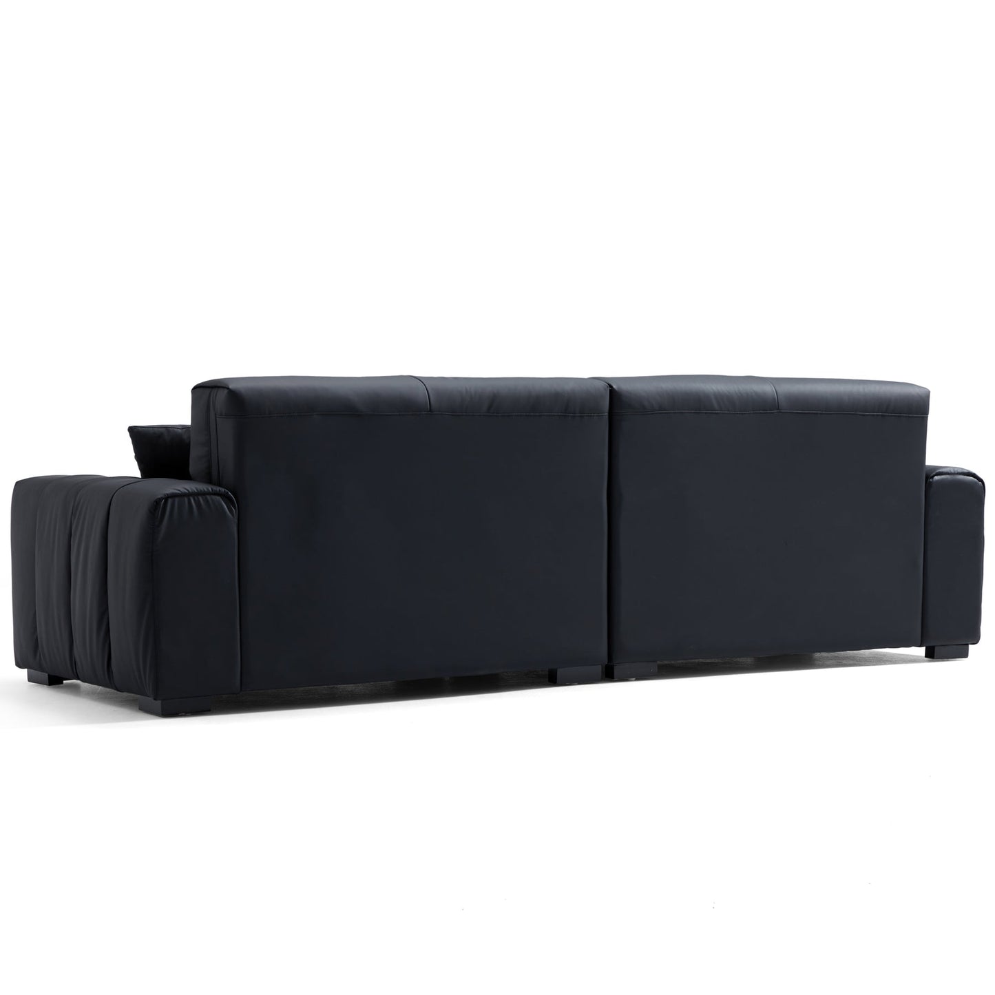 3 seater black genuine leather modular sofa