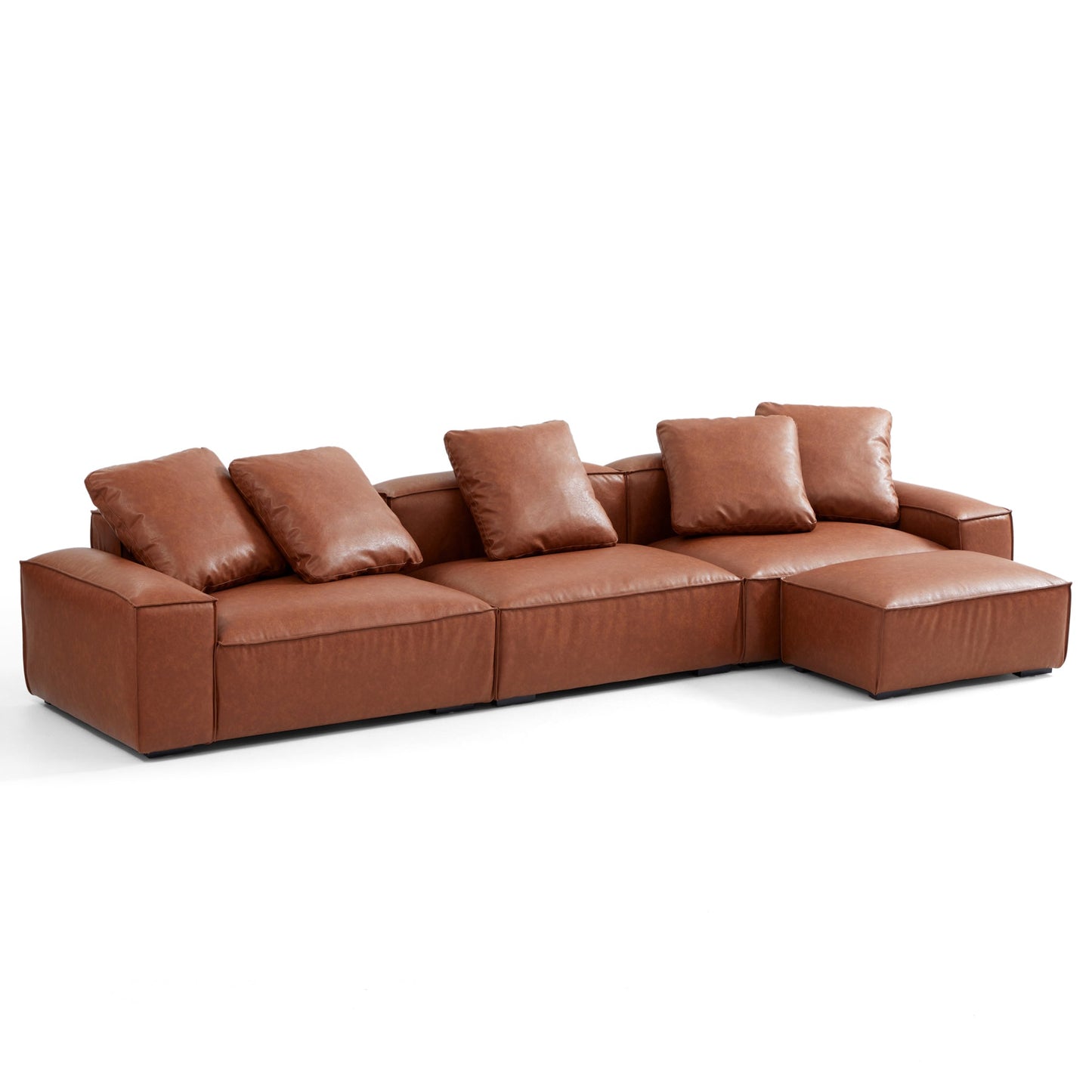 Modular Living Room Tech Leather Upholstery Sofa with Ottoman