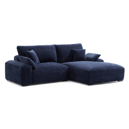 Living room blue chenille velvet cloud L shape sectional sofas