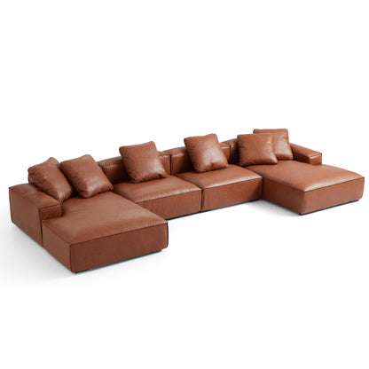 Hi-Tech Leathaire Brown Modular U-Shape Sofa