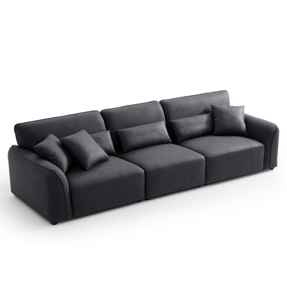 Living room feather black leathaire modern low arm sofa