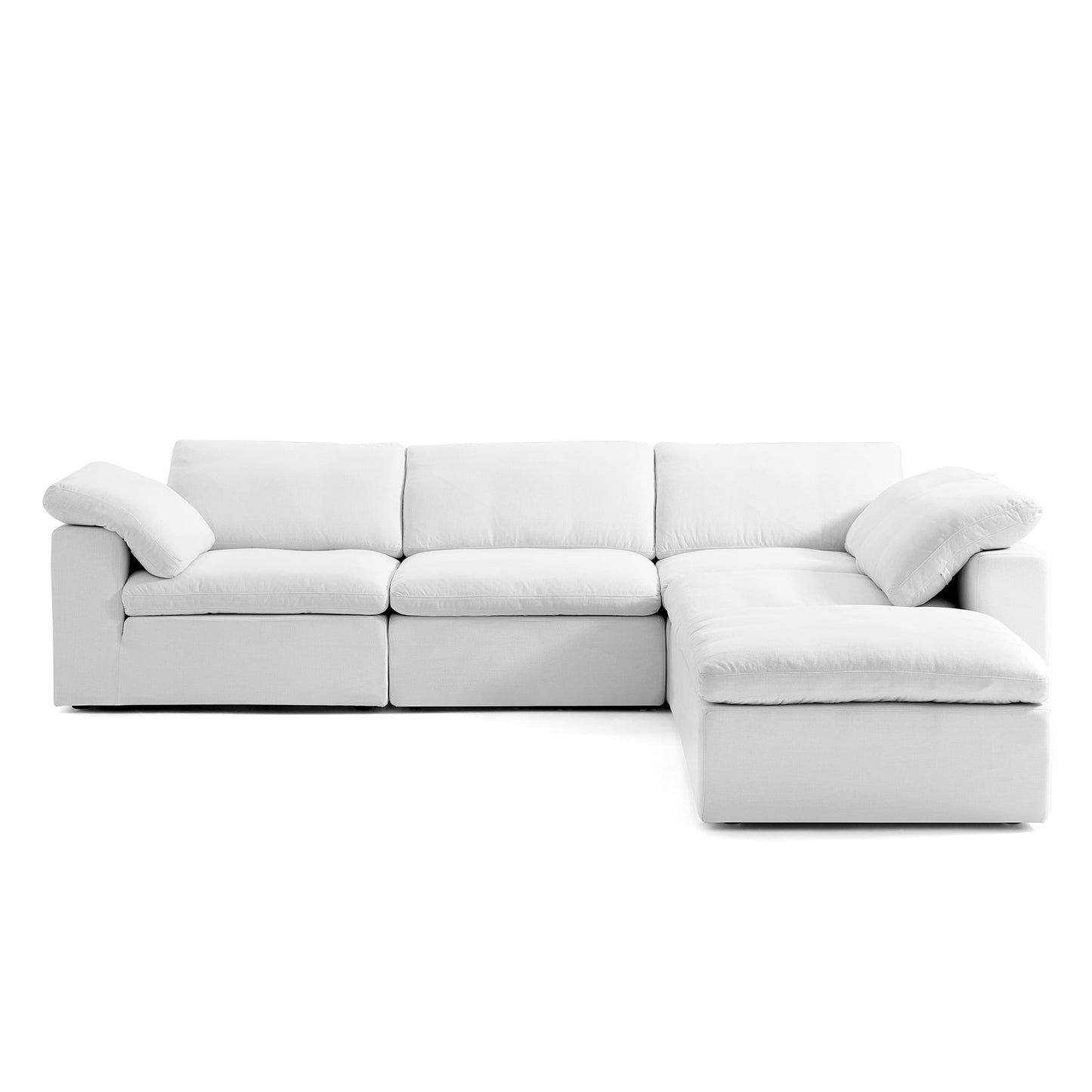 Wide Cushion cloud L-Shape Sectional Sofa with Ottoman