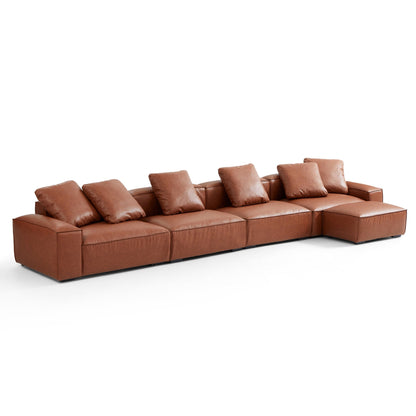 Modular Living Room Tech Leather Upholstery Sofa with Ottoman