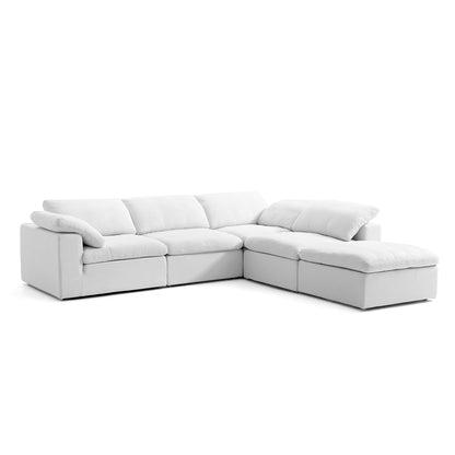 Wide Cushion cloud L-Shape Sectional Sofa with Ottoman