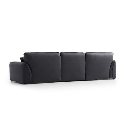 Living room feather black leathaire modern low arm sofa