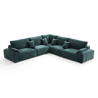 Lifestyle living room chenille soft comfortable corner sofa