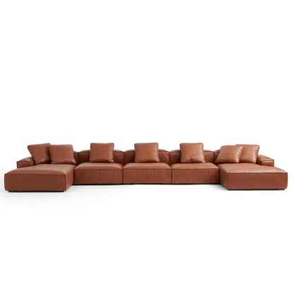 Hi-Tech Leathaire Brown Modular U-Shape Sofa