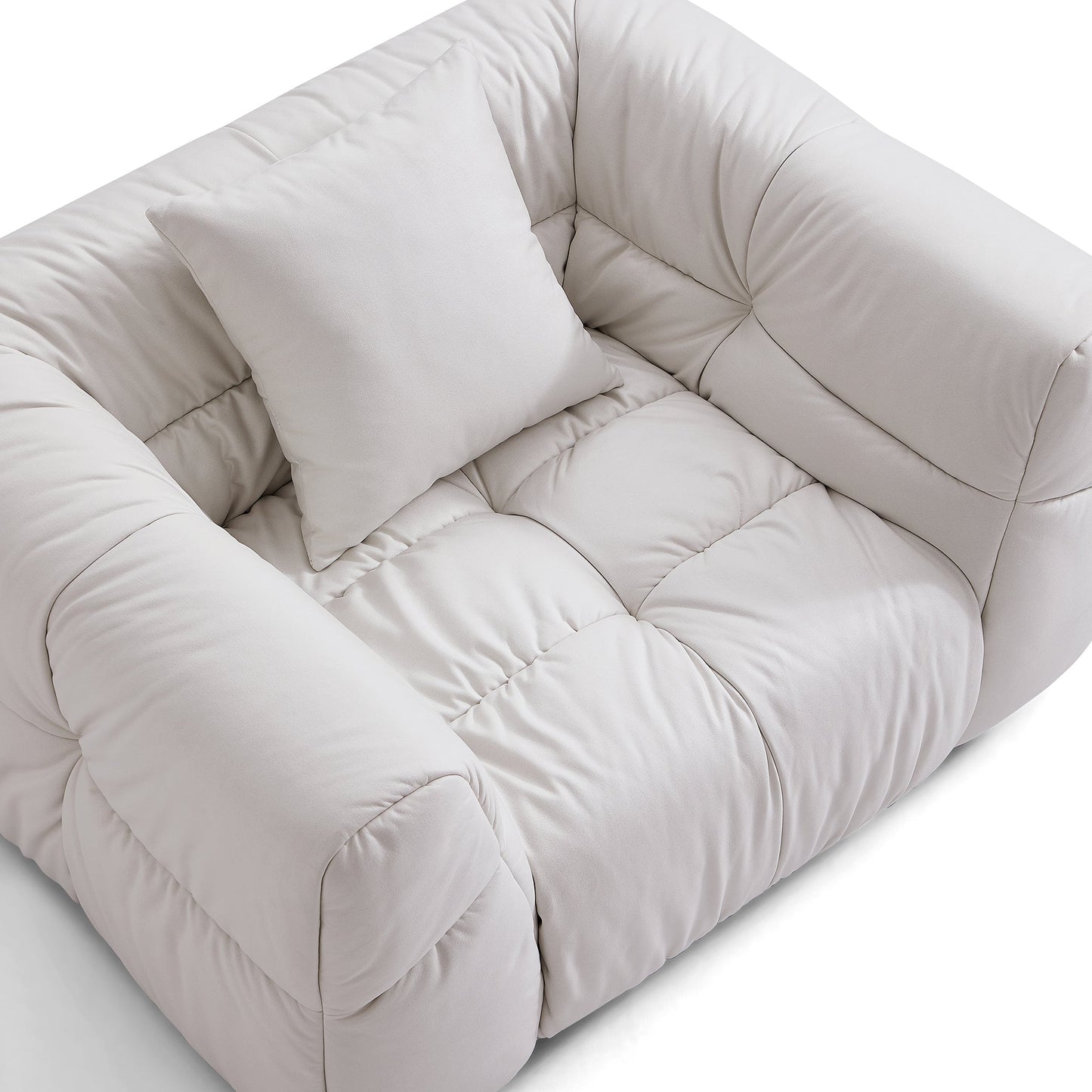 Modern hi-tech fabric white leathaire single sofa