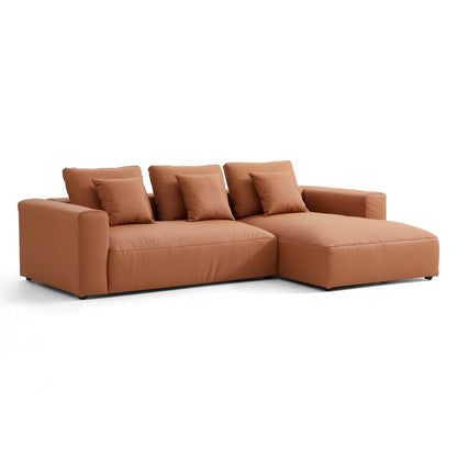 Contemporary Furniture L Shape Top Grain Genuine Leather Sofa