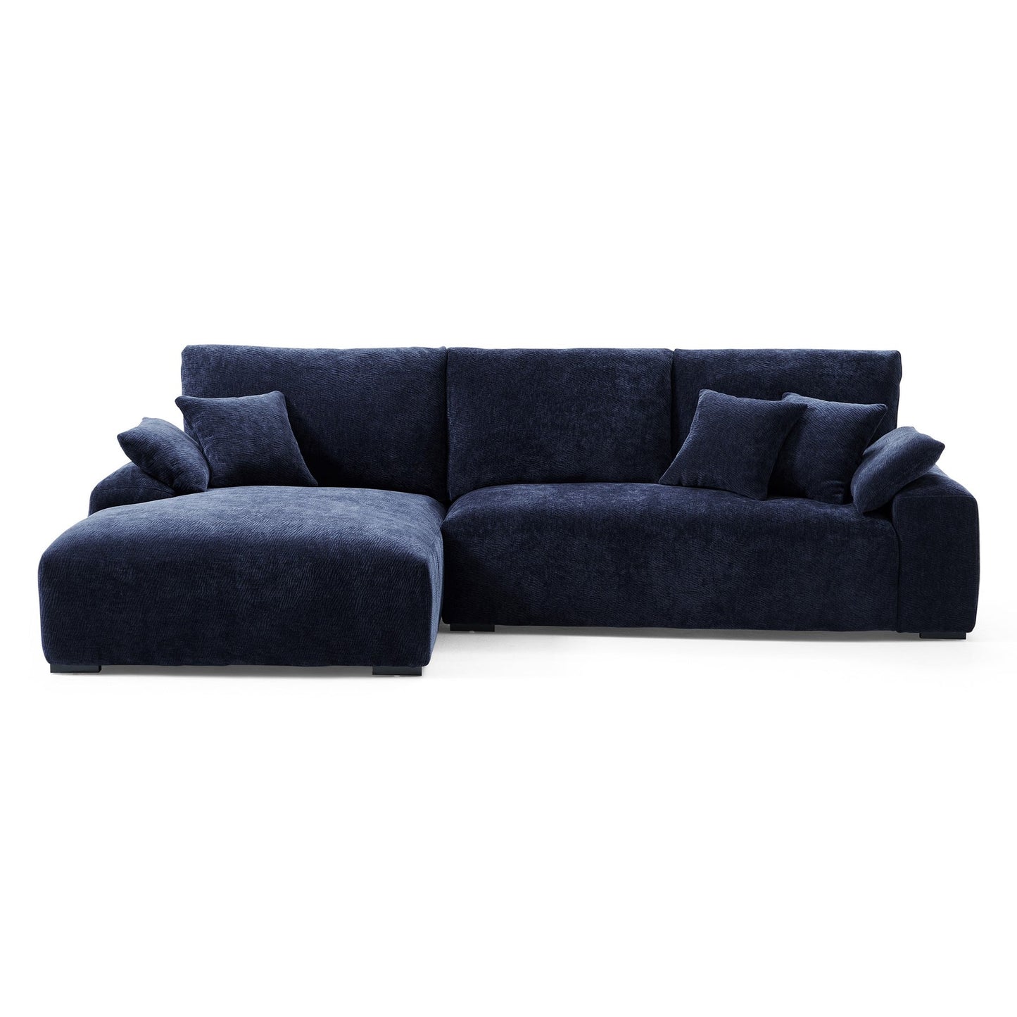 Living room blue chenille velvet cloud L shape sectional sofas