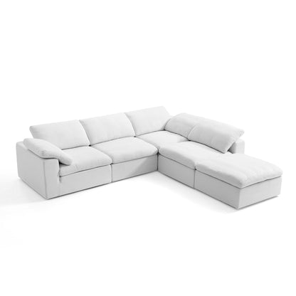 Wide Cushion cloud L-Shape Sectional Sofa with Ottoman