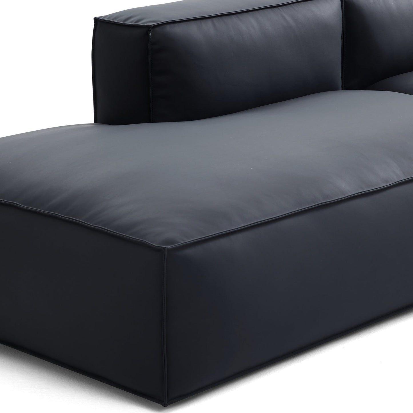 Modern style low arm genuine black leather sectional sofa