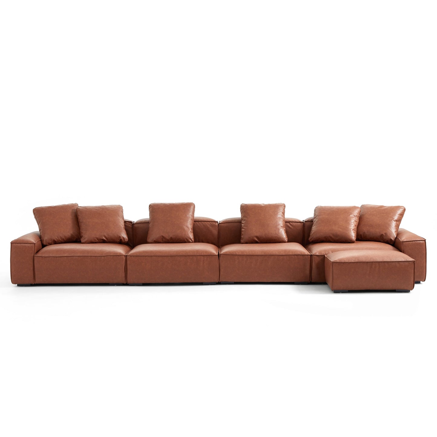 Modular Living Room Tech Leather Upholstery Sofa with Ottoman