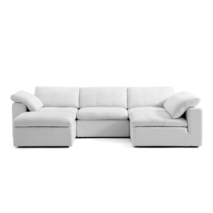 Wide Cushion cloud L-Shape Sectional Sofa with Ottoman