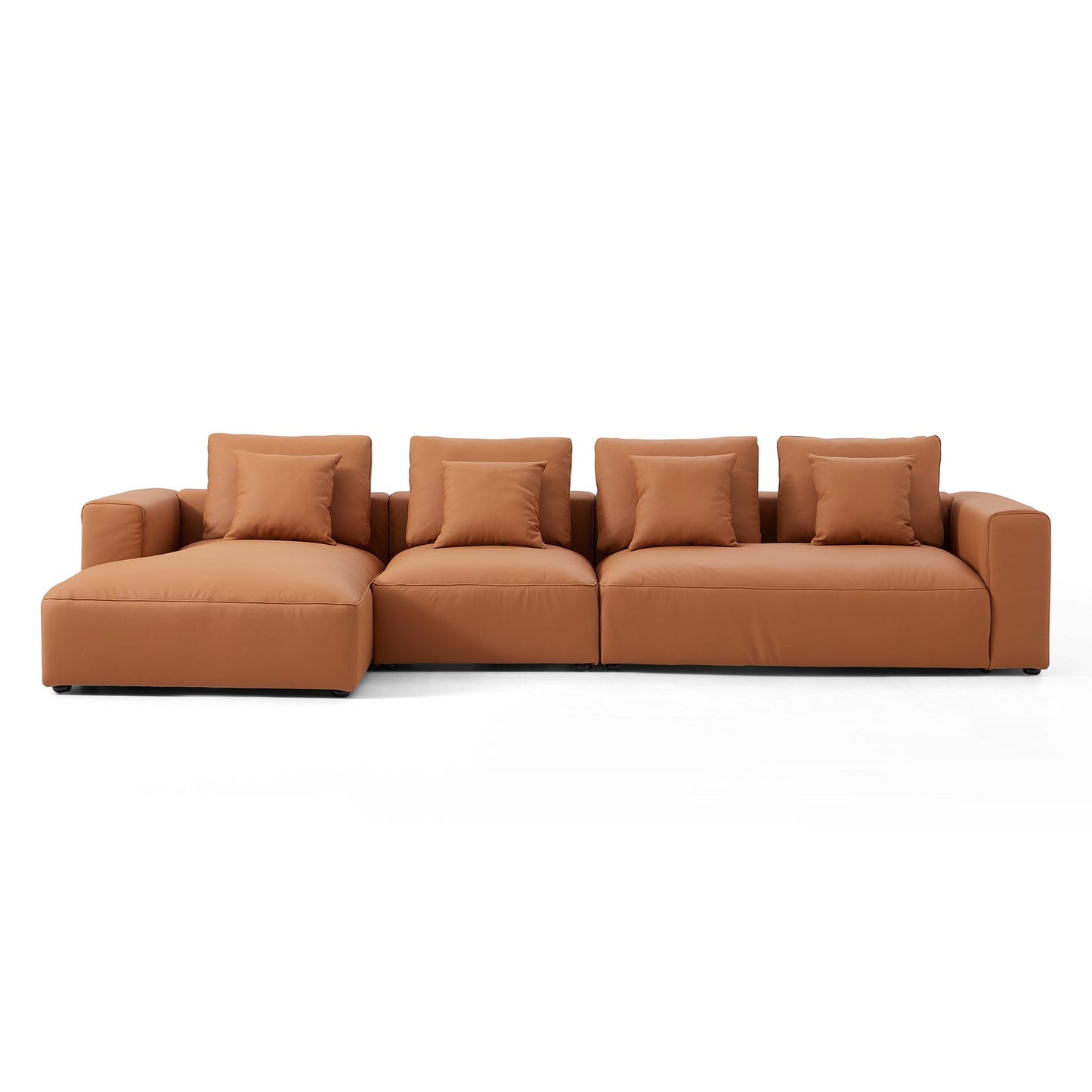 Contemporary Furniture L Shape Top Grain Genuine Leather Sofa