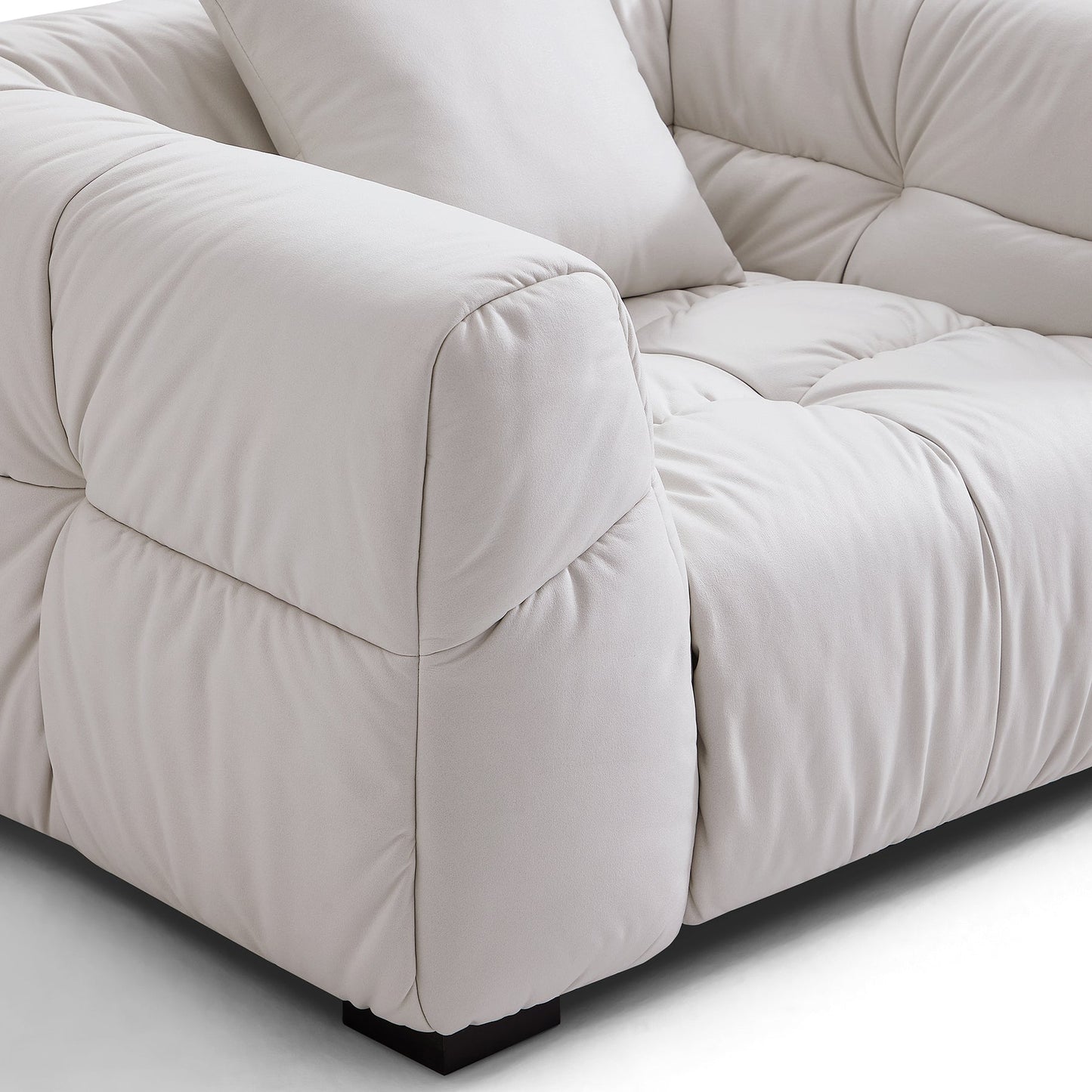 Modern hi-tech fabric white leathaire single sofa