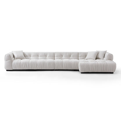 Hi-tech fabric leather like modular sectional sofa white