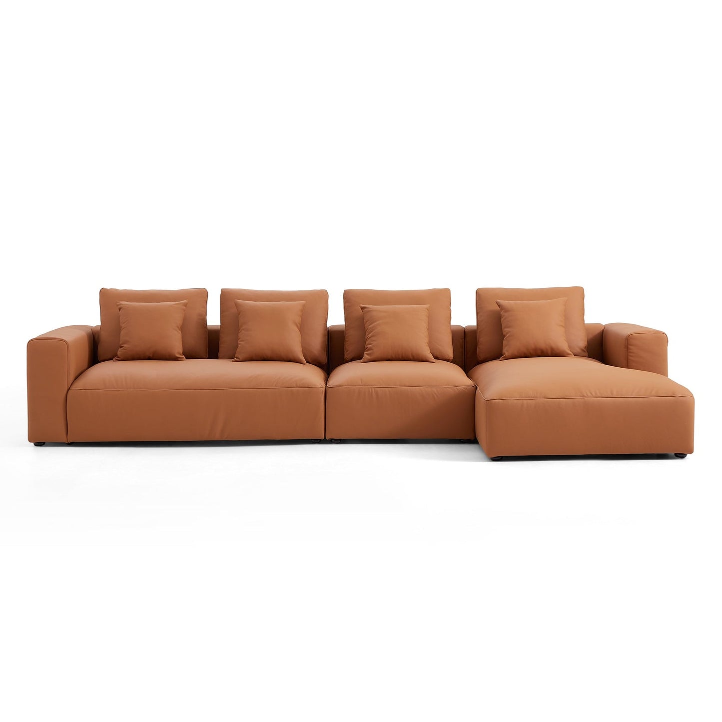 Contemporary Furniture L Shape Top Grain Genuine Leather Sofa