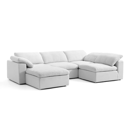 Wide Cushion cloud L-Shape Sectional Sofa with Ottoman