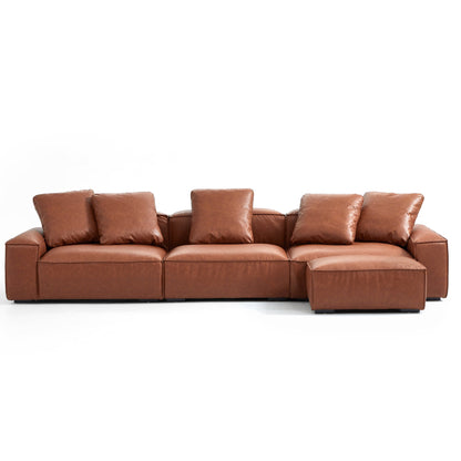 Modular Living Room Tech Leather Upholstery Sofa with Ottoman